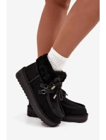 Śniegowce Damskie Z Naturalnego Zamszu D.Franklin DFSH375006 Czarne