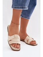 Dámské ploché sandály s řemínky Eko semišové světle béžové Florane