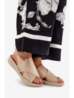 Sandały Damskie Z Eko Skóry Złote Tosmelia