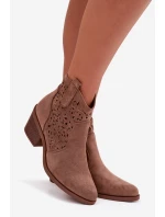 Odkryté Kožené Kovářské Dámské Boty na Podpatku S.Barski HY61-8012 Hnědé Odkryté Kožené Kovářské Dámské Boty na Podpatku S.Barski HY61-8012 Hnědé