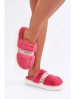 Papuče z umelej kožušiny s ozdobným remienkom ružové Savalithea