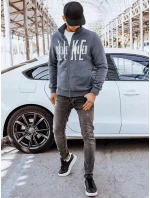 Pánska tmavosivá mikina na zips s kapucňou s potlačou FashionStreet BX5409 Pánska tmavosivá mikina na zips s kapucňou s potlačou FashionStreet BX5409