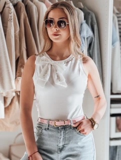 Dámska košeľa bez ramienok s mašľou PERBOW biela FashionStreet RY2732
