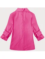 Tenká ružová bunda s volánovými rukávmi (22-356)