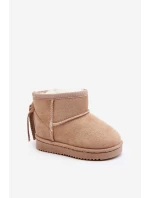 Dziecięce Ocieplane Botki Śniegowce Z Frędzlami Beżowe Mikyla