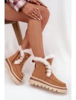Dámske zimné topánky z prírodného semišu Lee Cooper LCJ-25-01-3738 Camel