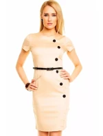 Spoločenské a casual šaty MAYAADI zdobené gombíkmi a opaskom HS-289