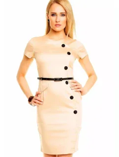 Spoločenské a casual šaty MAYAADI zdobené gombíkmi a opaskom HS-289