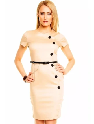 Spoločenské a casual šaty MAYAADI zdobené gombíkmi a opaskom HS-289