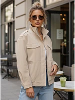 Dámska semišová bunda typu bomber TY5653, béžová – FashionStreet