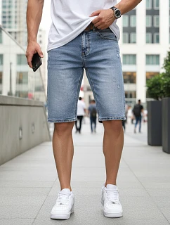 Pánske džínsové šortky s opaskom modré FashionStreet SX2577