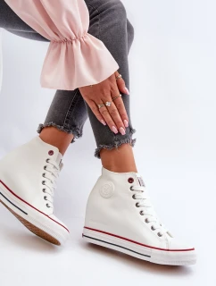 Trampki Damskie Na Koturnie Cross Jeans NN2R4004 Białe