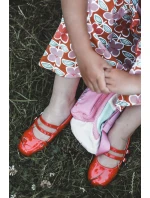 Lakierowane Balerinki Dziecięce Z Paseczkami Czerwone Margenis