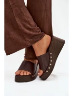 Dámske papuče na platforme 78-200 Tmavo hnedé - Stephan Paris Dámske papuče na platforme 78-200 Tmavo hnedé - Stephan Paris