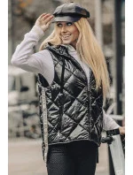 Lesklá čierna dámska vesta (AG3-02)