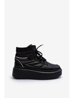 Zazoo 3392/X Dámska kožená športová obuv na platforme Black