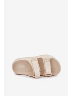 Piankowe Klapki Damskie Z Rzepami Big Star RR274A529 Beżowe