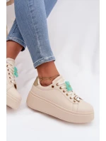 Dámské tenisky na platformě s přívěsky Medvídek Srdce Béžové Selorissa