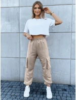 Dámske tepláky BAGGY beige FashionStreet UY1607 Dámske tepláky BAGGY beige FashionStreet UY1607