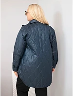 Dámska prešívaná bunda Plus Size s golierom a vreckami, modrá