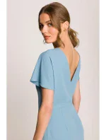 S398 Šaty v tvare ceruzky s bočným rozparkom - nebesky modré S398 Šaty v tvare ceruzky s bočným rozparkom - nebesky modré