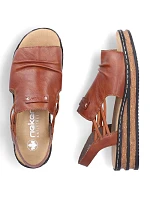 Pohodlné hnedé dámske sandále na platforme Rieker 62962-22