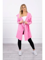 Voľná bunda s kapucňou ružová