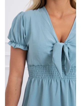 Šaty s viazaným výstrihom do V morsky modrej