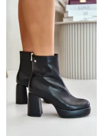Botki Na Słupku Ze Skóry Naturalnej GOE OO2N4166-W2 Czarne