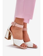 Lakierowane Sandały Damskie Na Słupku Vinceza 20266 Białe