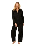 Dlhé saténové pyžamo Amina čierne - DKaren