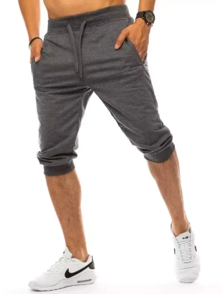 Pánske tmavosivé teplákové šortky FashionStreet SX1533