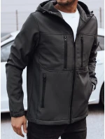 Pánska prechodná softshellová bunda s kapucňou tmavosivá FashionStreet TX4817
