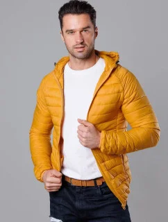 Pánska prešívaná bunda s kapucňou v kurkumovej farbe (HM112-10)