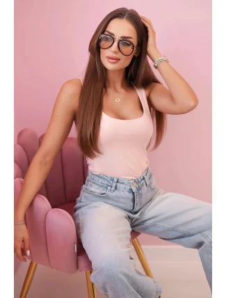 Dámsky top na ramienka s výstrihom - tmavá púdrovo ružová Dámsky top na ramienka s výstrihom - tmavá púdrovo ružová