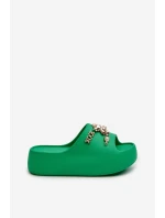 Klapki Damskie Lekkie Piankowe Z Ozdobami Zielone Orchia