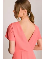 S398 Šaty v tvare ceruzky s bočným rozparkom - oranžové