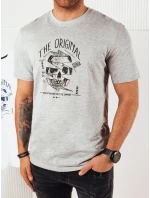 FashionStreet šedé pánske tričko s potlačou RX5380 FashionStreet šedé pánske tričko s potlačou RX5380