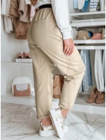 Dámske chinos nohavice s opaskom béžové FashionStreet UY2549