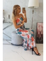 Šaty s motívom listov púdrovo ružovej