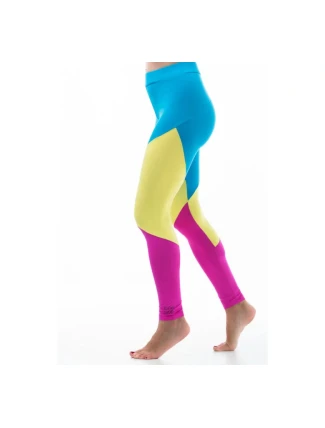 Dámske dlhé športové legíny Rio A6102 modrá/žltá/ružová - Litexo