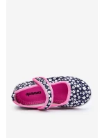 Dziecięce Baleriny Na Rzep W Print Granatowo-Różowe Selah