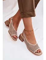 Zdobené síťované dámské sandály na klínku Z & A CR61-3131 Béžové
