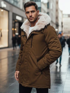 Pánska zimná bunda parka s kapucňou béžová FashionStreet TX4968