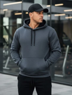 Pánska základná mikina s kapucňou tmavosivá FashionStreet BX5863