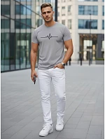 Pánske bavlnené tričko s EKG líniou sivé FashionStreet NX5098R Pánske bavlnené tričko s EKG líniou sivé FashionStreet NX5098R