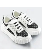 Bielo-čierne dámske športové topánky s ozdobným vzorom (LA811)