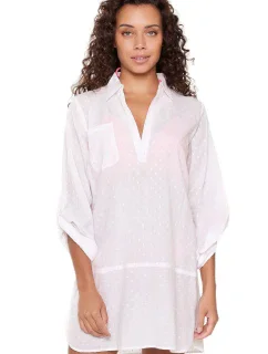 Plážové šaty 7229 biele - LingaDore