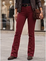 Dámske džínsy so rozšírenými nohavicami, s opaskom a vysokým pásom, vínové, FashionStreet UY3111 Dámske džínsy so rozšírenými nohavicami, s opaskom a vysokým pásom, vínové, FashionStreet UY3111