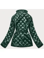 Tmavozelená prešívaná dámska bunda s opaskom (BH2208) Tmavozelená prešívaná dámska bunda s opaskom (BH2208)